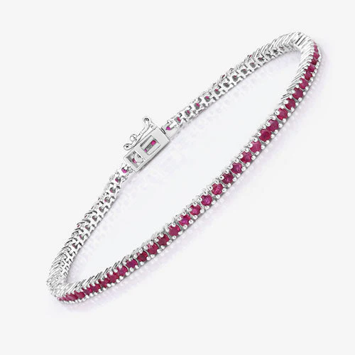 3.35 Carat Genuine Ruby .925 Sterling Silver Bracelet - Image 7