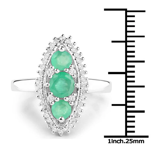 3.52 Carat Genuine Zambian Emerald and White Topaz .925 Sterling Silver 3 Piece Jewelry Set (Ring, Earrings, and Pendant w/ Chain) - Image 11