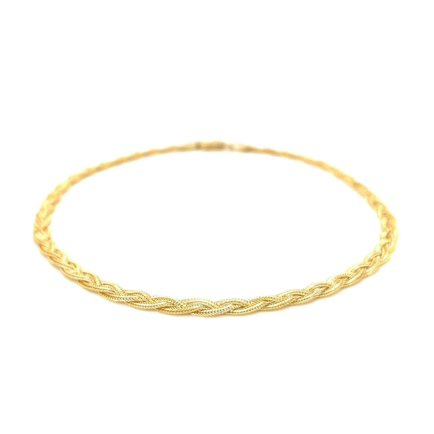 3.5mm 14k Yellow Braided Foxtail Anklet - Image 2
