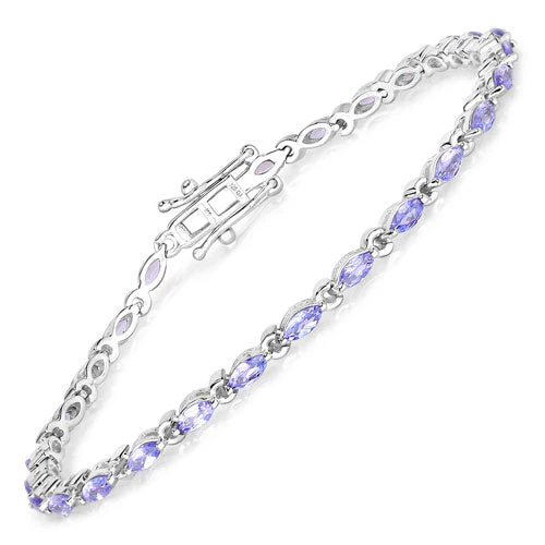 3.78 Carat Genuine Tanzanite .925 Sterling Silver Bracelet