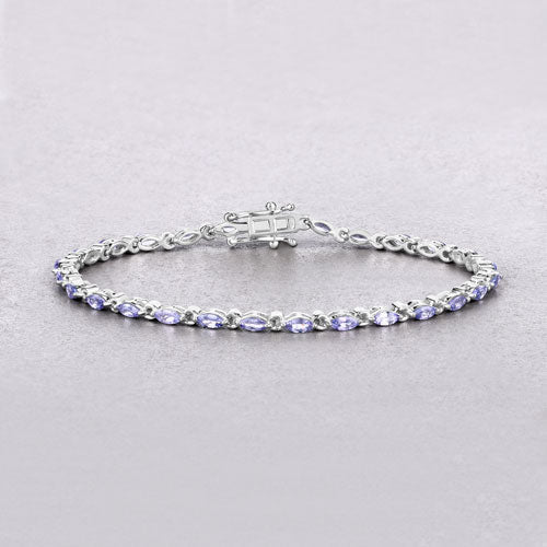 3.78 Carat Genuine Tanzanite .925 Sterling Silver Bracelet - Image 3