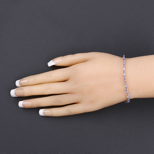 3.78 Carat Genuine Tanzanite .925 Sterling Silver Bracelet - Image 4