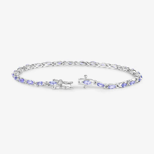 3.78 Carat Genuine Tanzanite .925 Sterling Silver Bracelet - Image 7