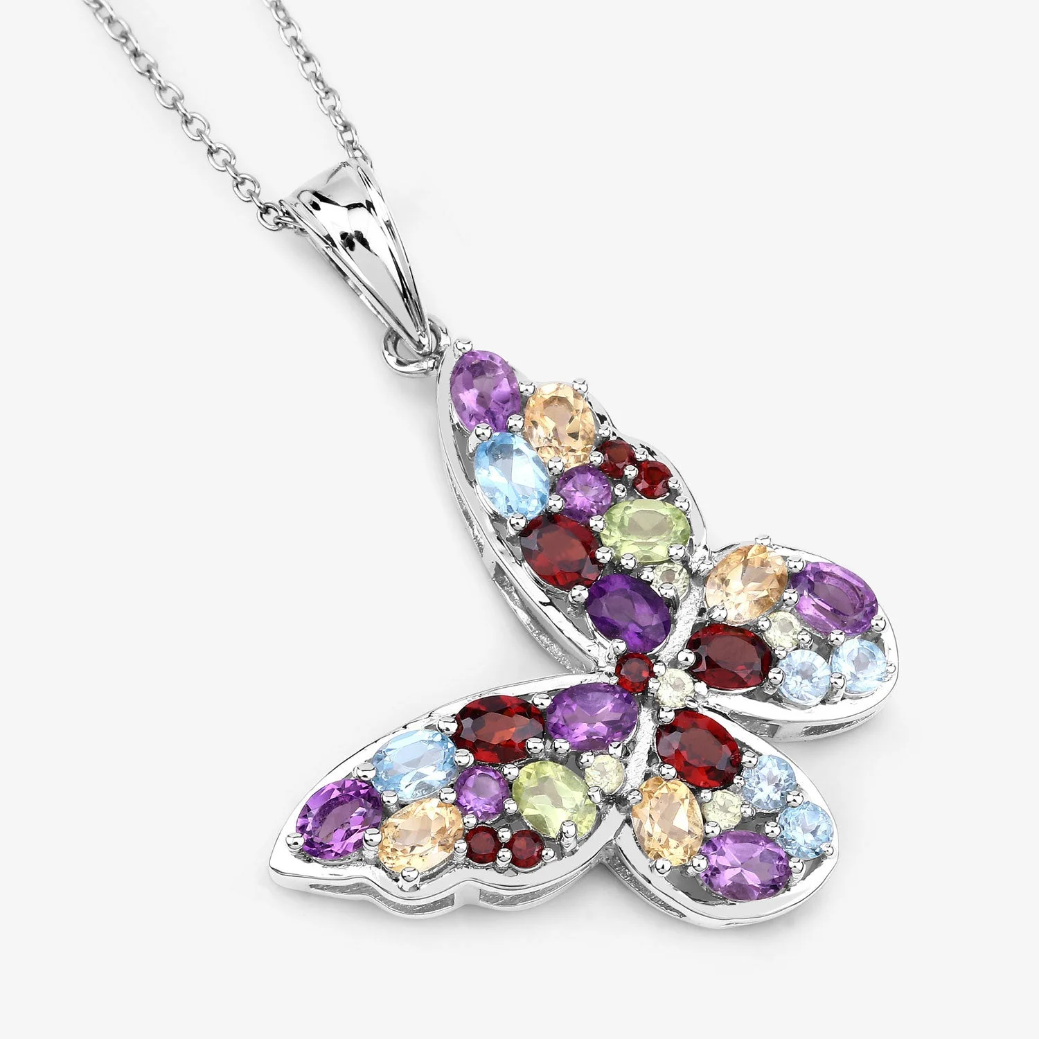 3.80 Carat Genuine Multi Stones .925 Sterling Silver Pendant - Image 4