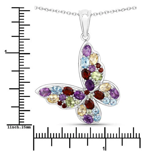 3.80 Carat Genuine Multi Stones .925 Sterling Silver Pendant - Image 7