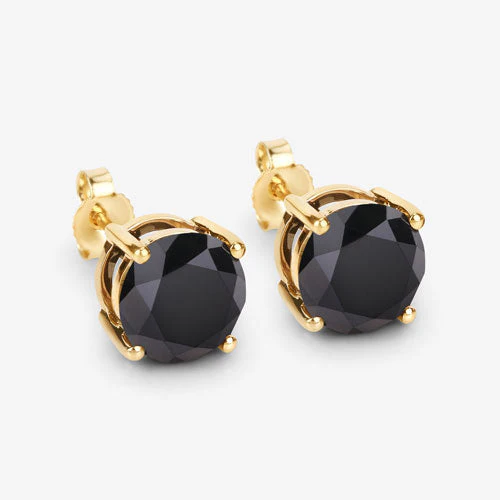 3.84 Carat Genuine Black Diamond 14K Yellow Gold Earrings - Image 10