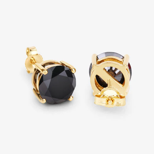 3.84 Carat Genuine Black Diamond 14K Yellow Gold Earrings - Image 13