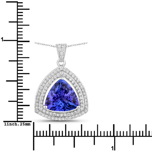 3.93 Carat Genuine Tanzanite and White Diamond 14K White Gold Pendant - Image 3