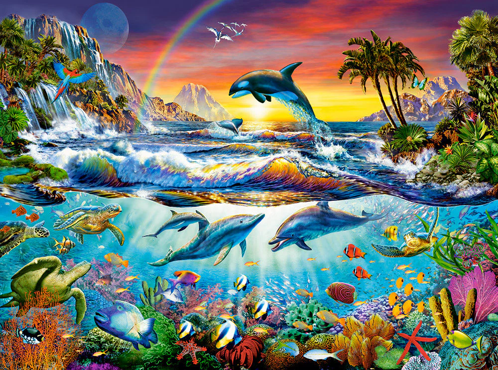 3000 Piece Jigsaw Puzzle, Paradise Cove, Ocean Wildlife, Nature puzzle, Dolphin, Animal puzzle, Adult Puzzle, Castorland C-300396-2 - Image 2