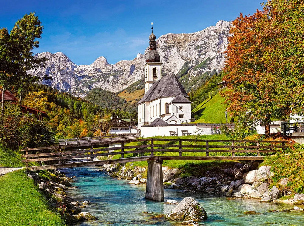 3000 Piece Jigsaw Puzzle, Ramsau, Germany, Church, Mountain river, Bavarian Alps, Landscape, Adult Puzzle, Castorland C-300464-2 - Image 2