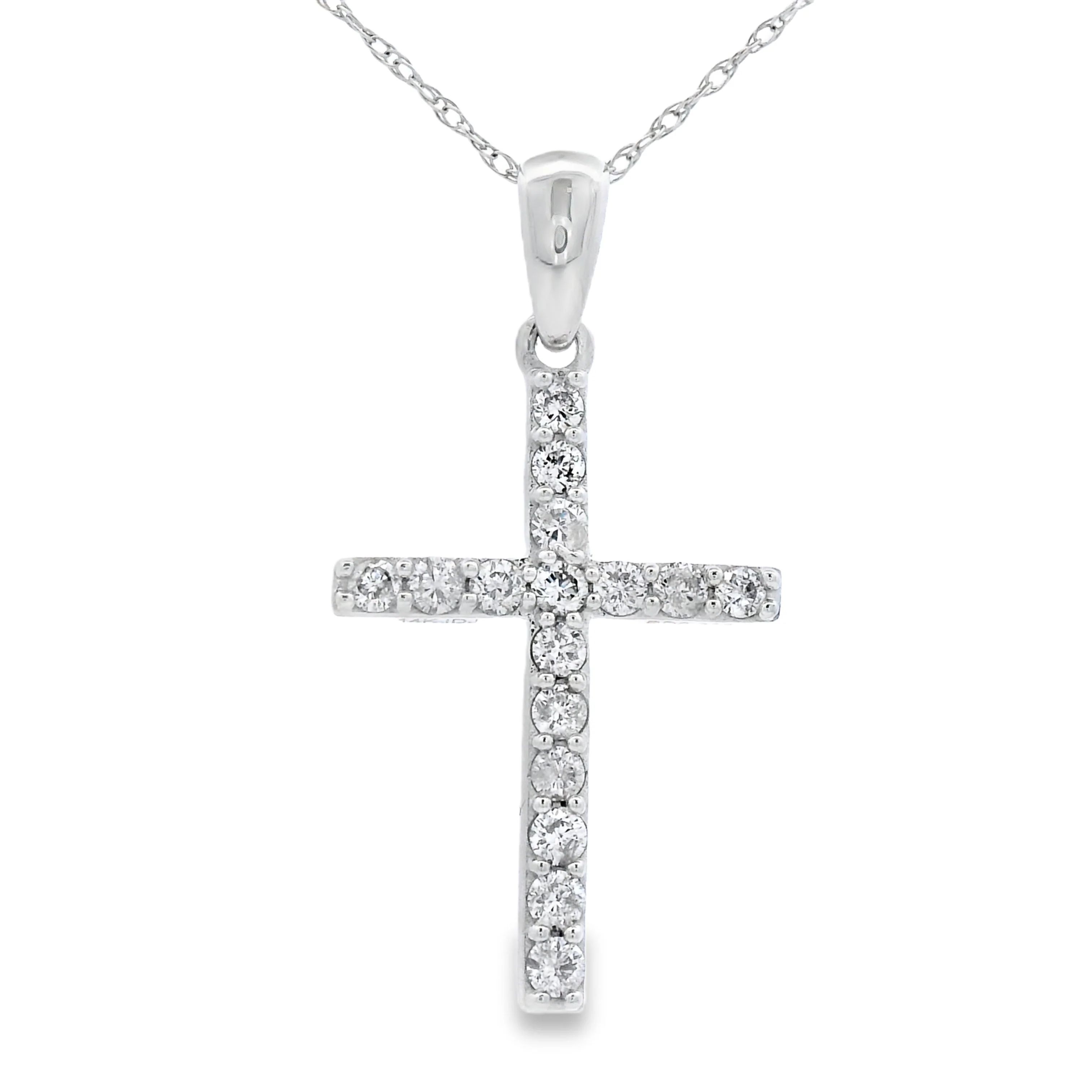 .30ct Diamond Cross Religious Pendant 14KT White Gold
