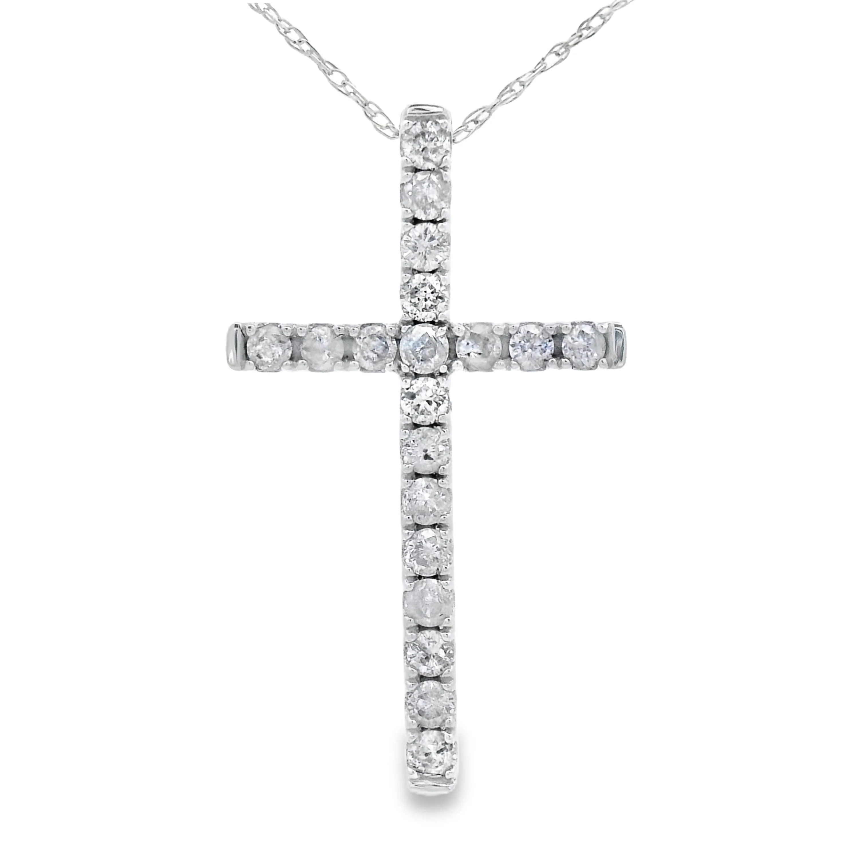.33ct Diamond Cross Religious Pendant 14KT White Gold