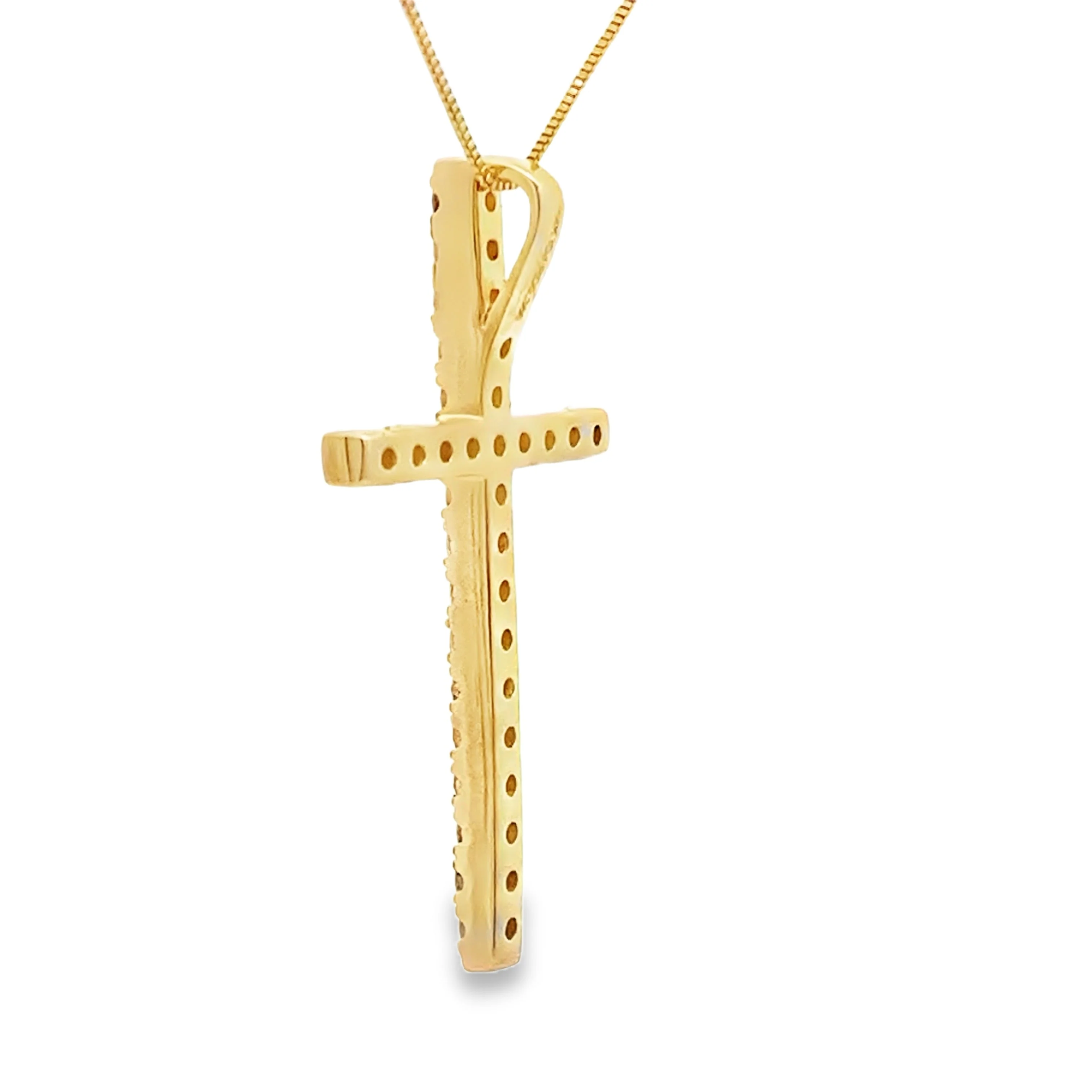 .38ct Diamond Cross Religious Pendant 14KT Yellow Gold - Image 2