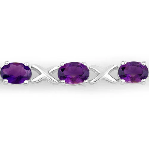4.00 Carat Genuine Amethyst .925 Sterling Silver Bracelet - Image 2