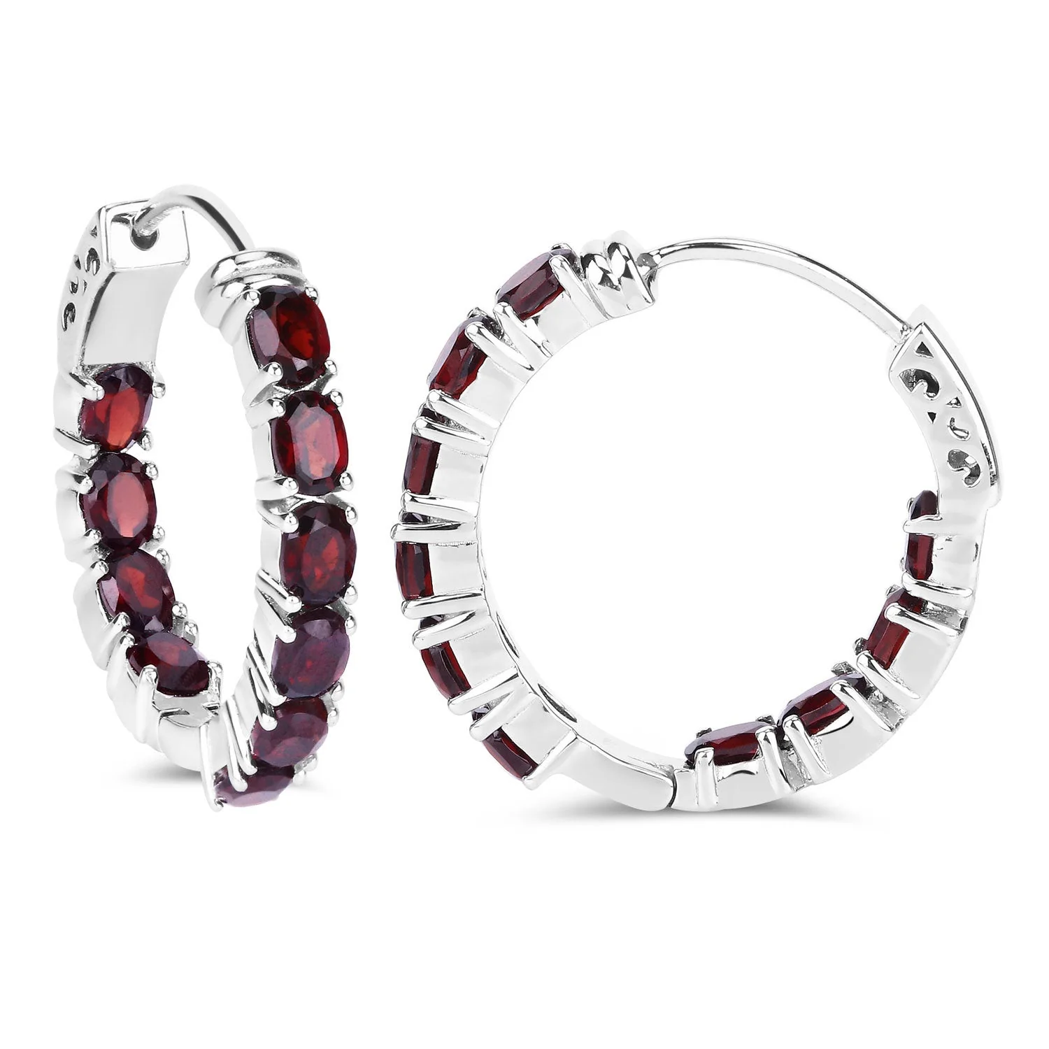 4.00 Carat Genuine Garnet .925 Sterling Silver Earrings - Image 2