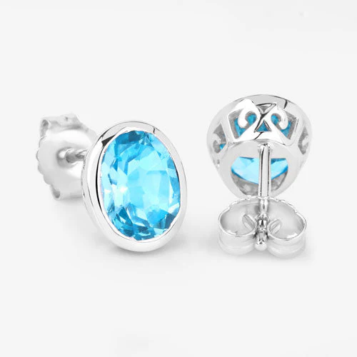 4.00 Carat Genuine Swiss Blue Topaz .925 Sterling Silver Earrings - Image 13
