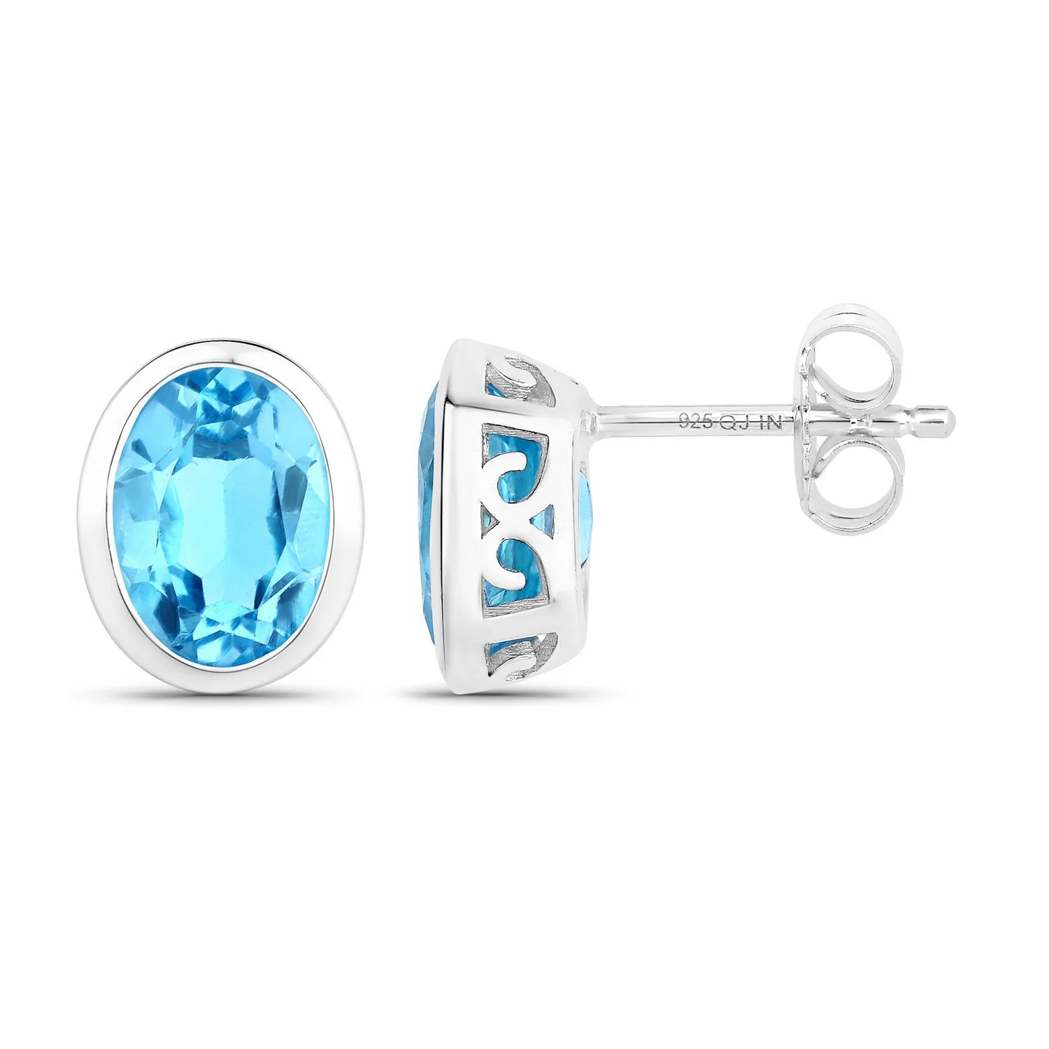 4.00 Carat Genuine Swiss Blue Topaz .925 Sterling Silver Earrings - Image 2