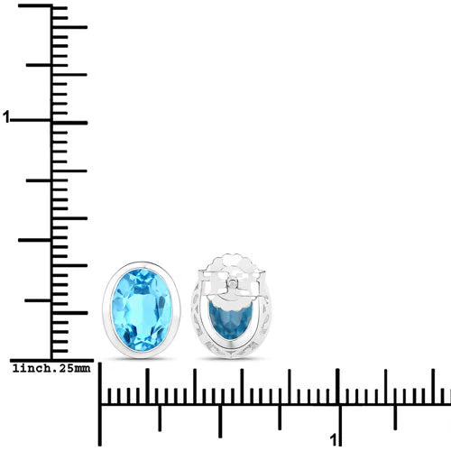 4.00 Carat Genuine Swiss Blue Topaz .925 Sterling Silver Earrings - Image 7