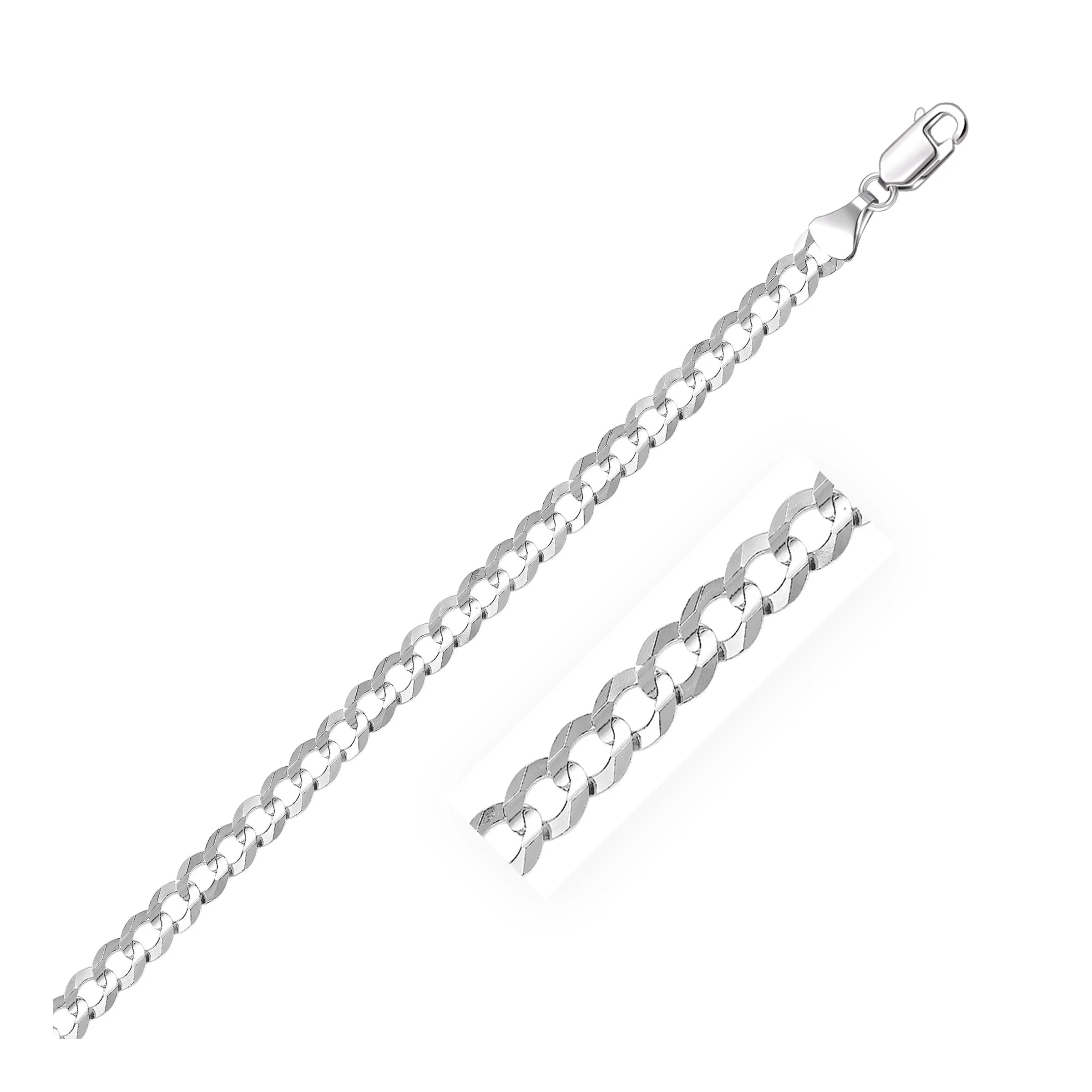 4.7mm 14k White Gold Solid Curb Bracelet - Image 3