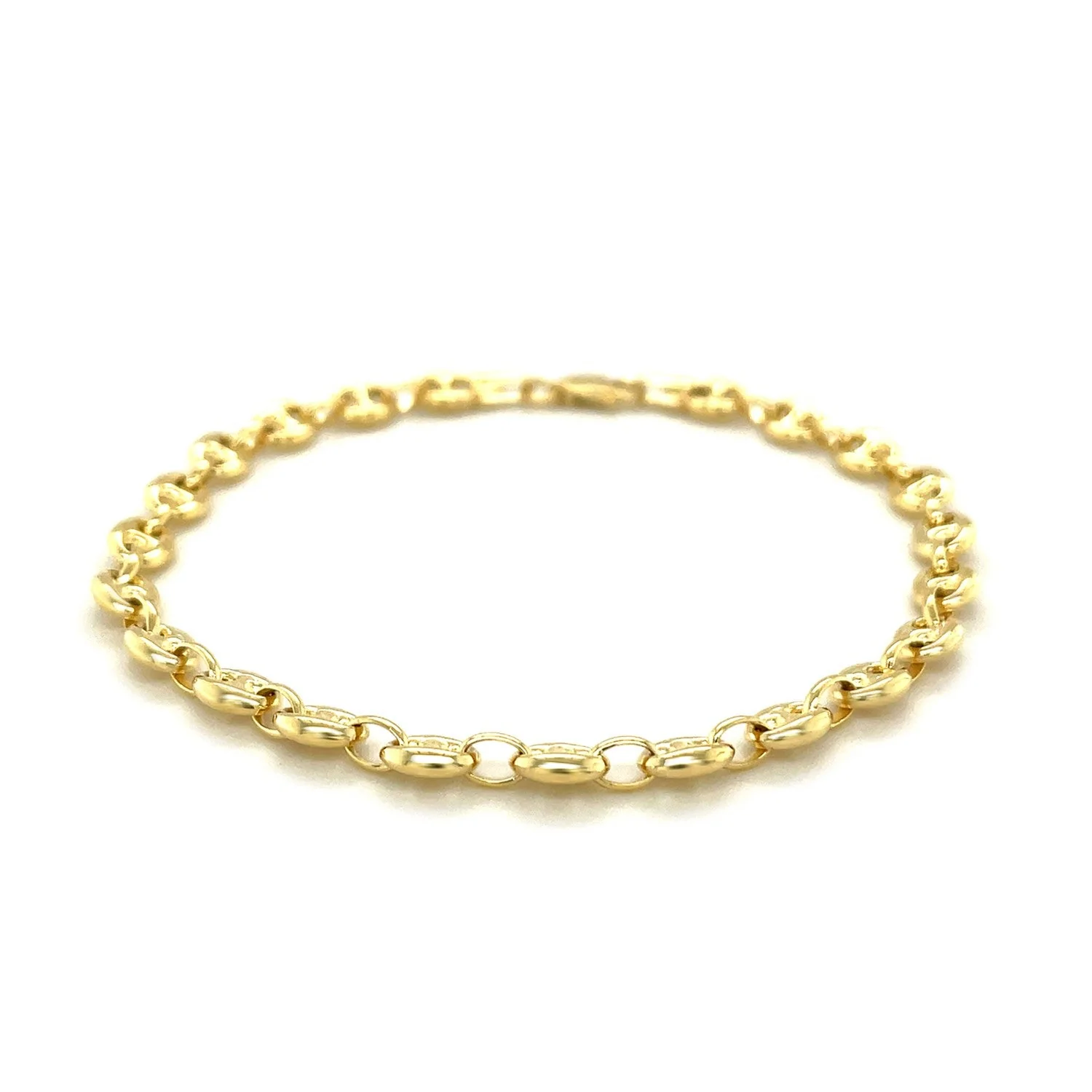 4.7mm 14k Yellow Gold Puffed Mariner Anklet - Image 6