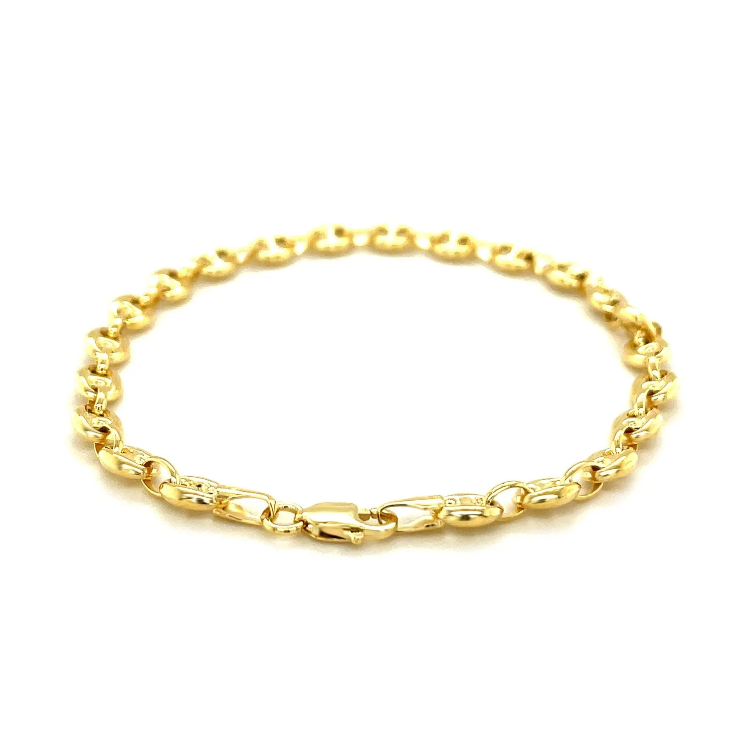 4.7mm 14k Yellow Gold Puffed Mariner Anklet - Image 7