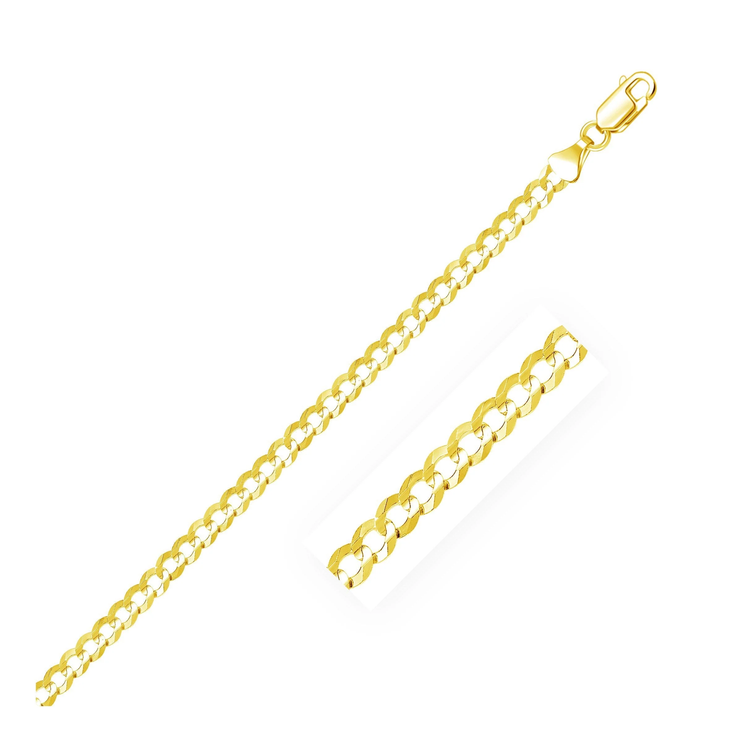 4.7mm 14k Yellow Gold Solid Curb Bracelet - Image 2