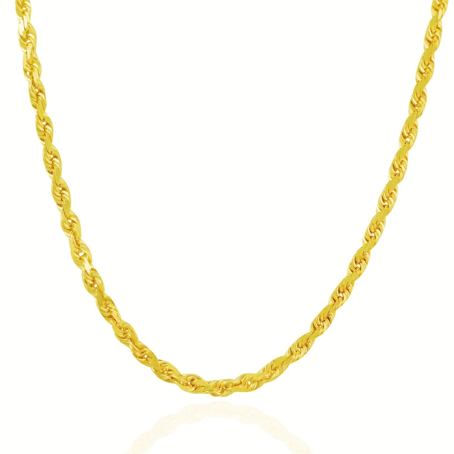 5.0mm 10k Yellow Gold Solid Diamond Cut Rope Chain - Image 7