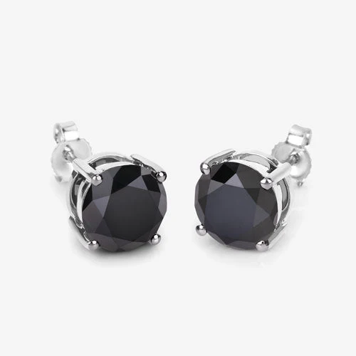 5.41 Carat Genuine Black Diamond 14K White Gold Earrings - Image 10