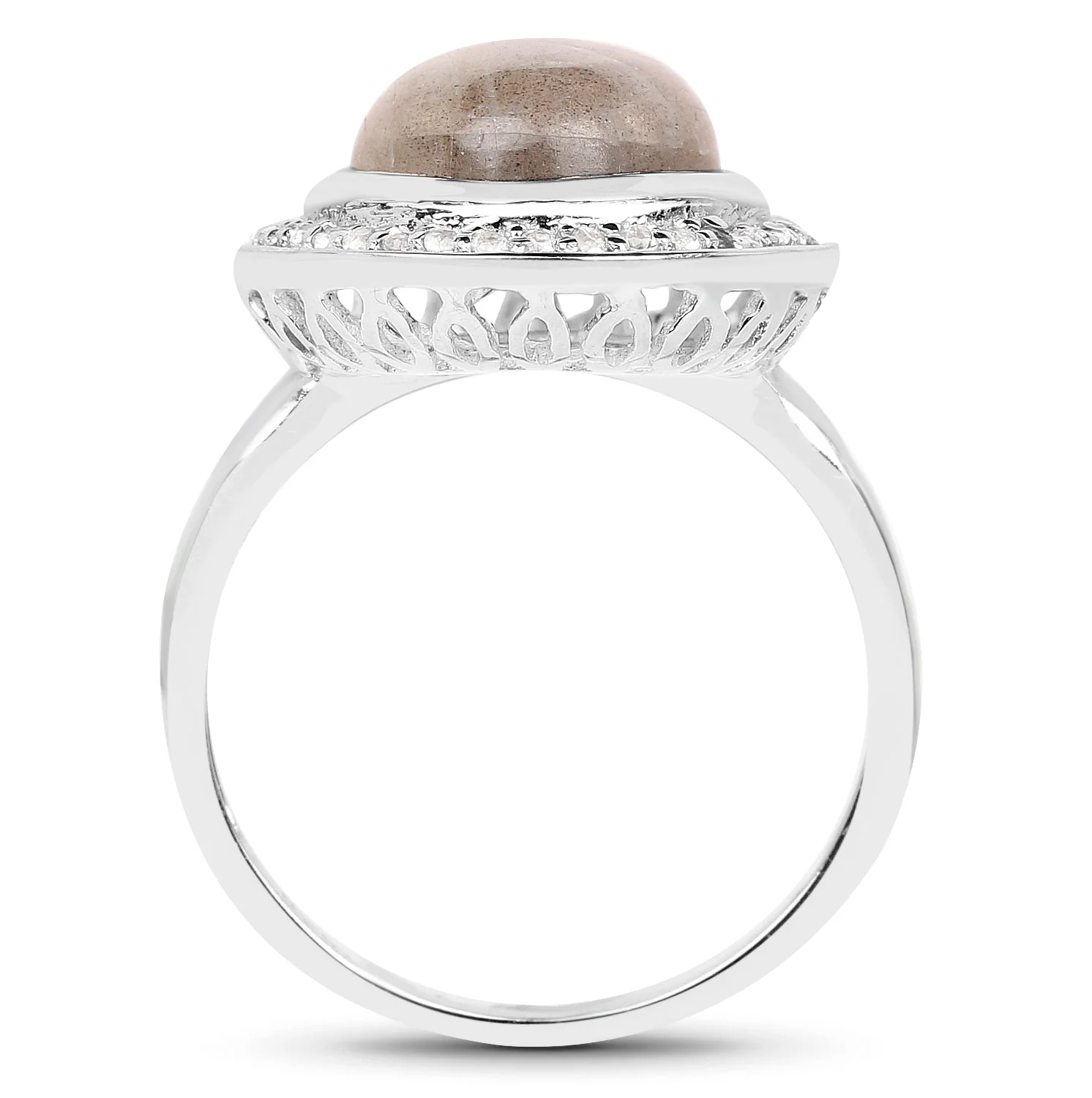 5.43 Carat Genuine Labradorite and White Topaz .925 Sterling Silver Ring - Image 2