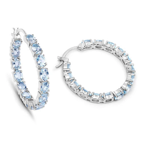5.70 Carat Genuine Blue Topaz .925 Sterling Silver Earrings - Image 6