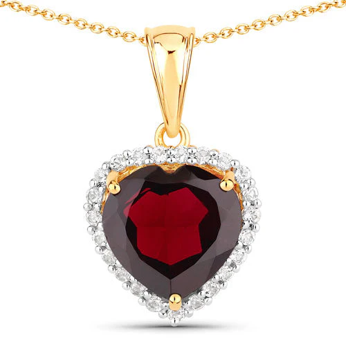 5.76 Carat Genuine Garnet and White Topaz .925 Sterling Silver Pendant - Image 2