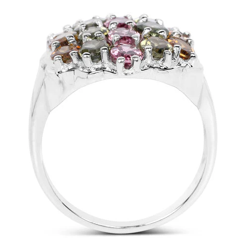 5.89 Carat Genuine Multi Tourmaline .925 Sterling Silver Ring - Image 2