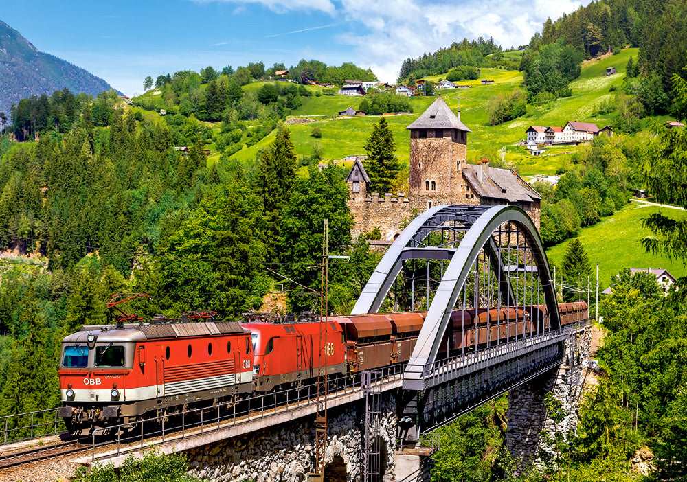 500 Piece Jigsaw Puzzle, Train on the Bridge, Mountain Train, Locomotive Puzzle, Train puzzle, Adult Puzzles, Castorland B-52462 - Image 2