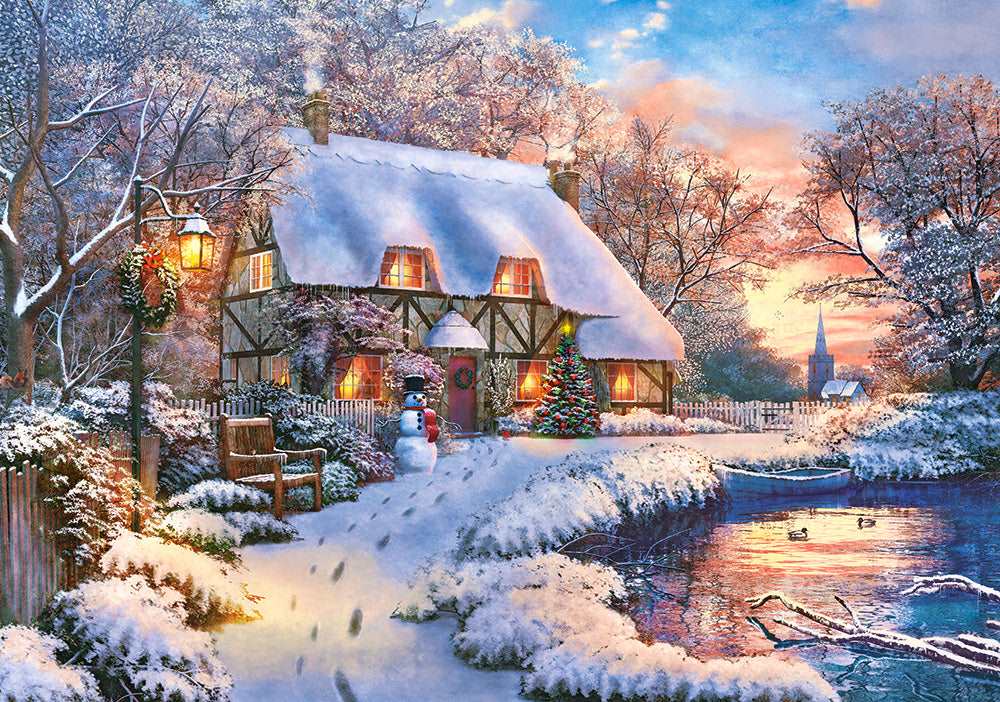 500 Piece Jigsaw Puzzle, Winter Cottage, Charming Nook, Countryside, Winter puzzle, Adult Puzzles, Castorland B-53278 - Image 2
