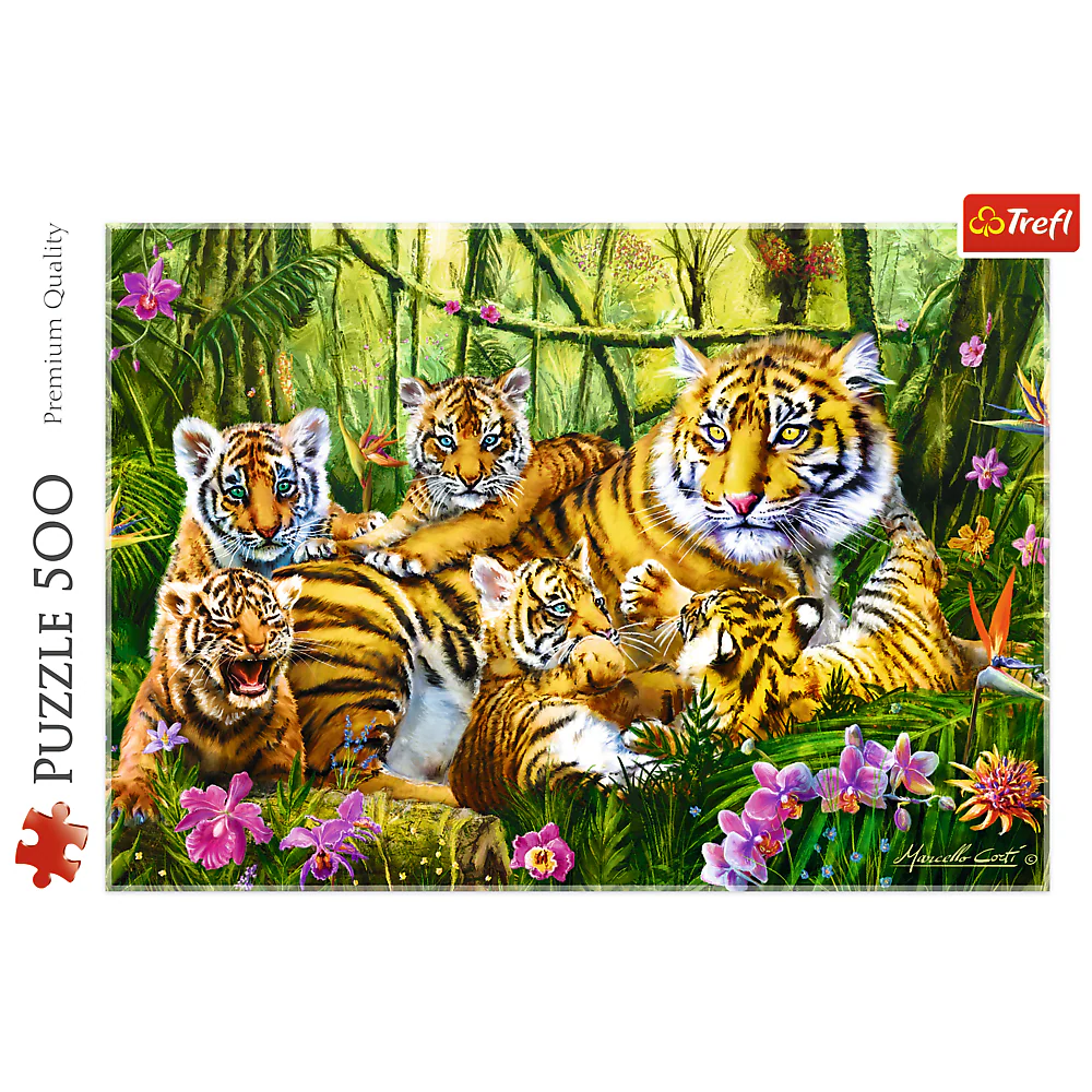 500 Piece Jigsaw Puzzles, Family of Tigers, Jungle, Wild Animals, Tiger Cubs, Big Cats, Adult Puzzles, Trefl 37350 - Image 3