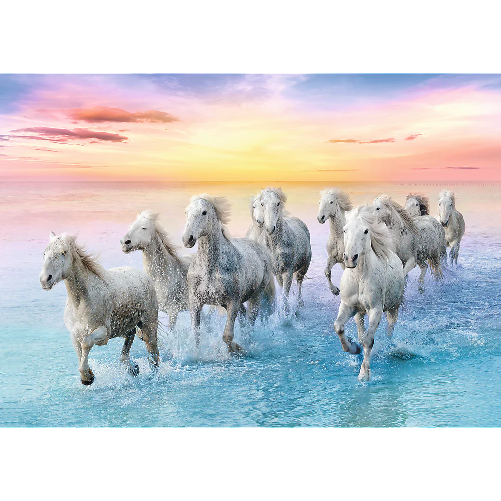 500 Piece Jigsaw Puzzles, Galloping White Horses, Animal Puzzles, Sunset Ocean Puzzle, Adult Puzzles,  Trefl 37289 - Image 2