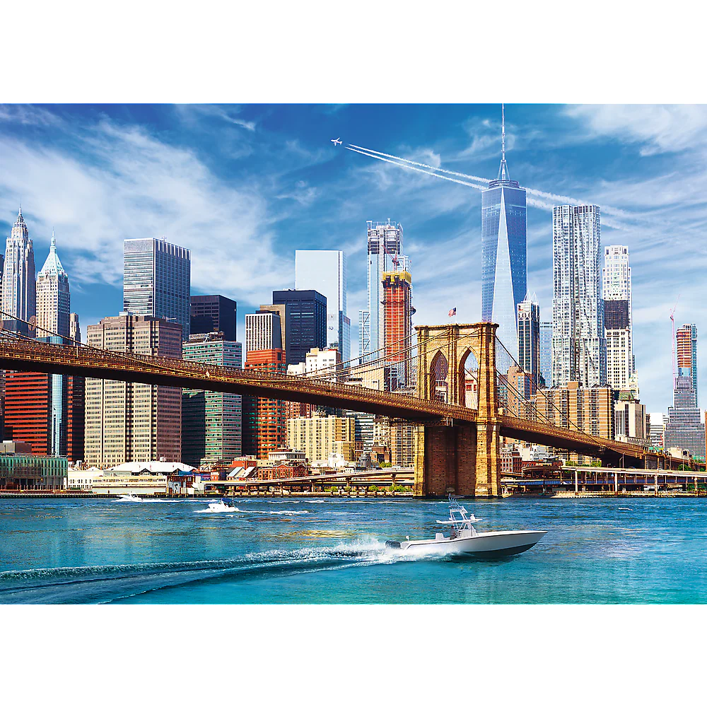 500 Piece Jigsaw Puzzles, View of New York, Puzzle of the USA, City Skyline Puzzle, New York Harbor and Bridge Puzzle, Adult Puzzles, Trefl 37331 - Image 2