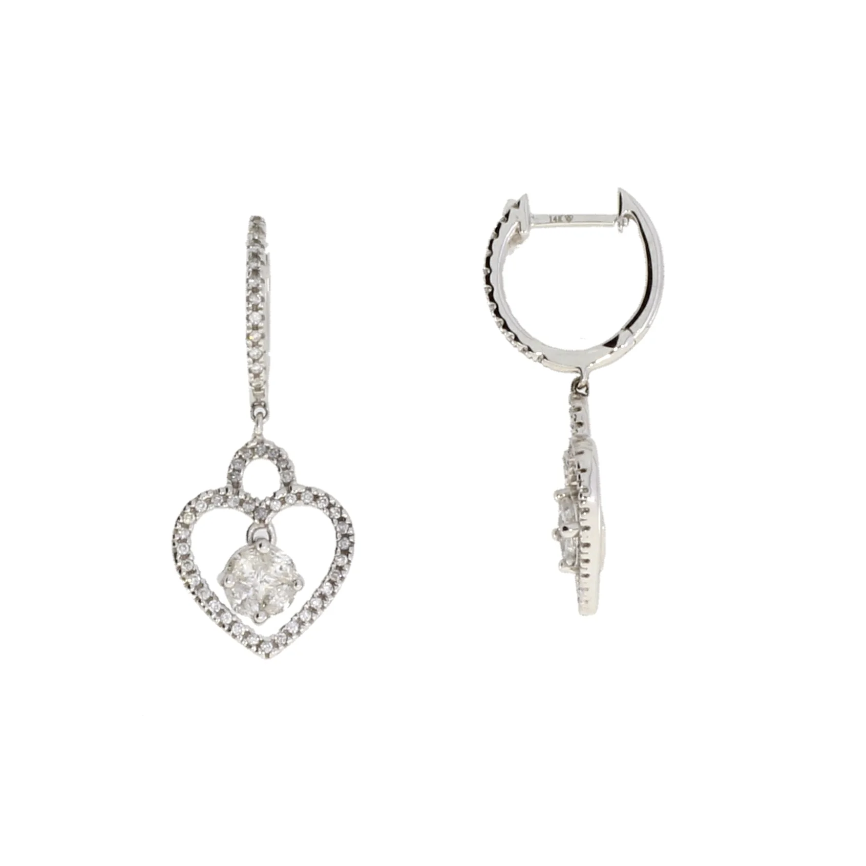 .50ct Diamond Dangle Earrings 14KT White Gold - Image 2