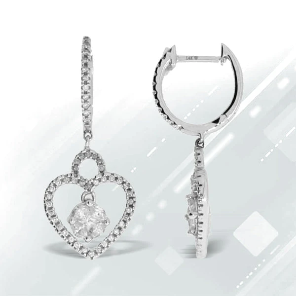 .50ct Diamond Dangle Earrings 14KT White Gold - Image 3