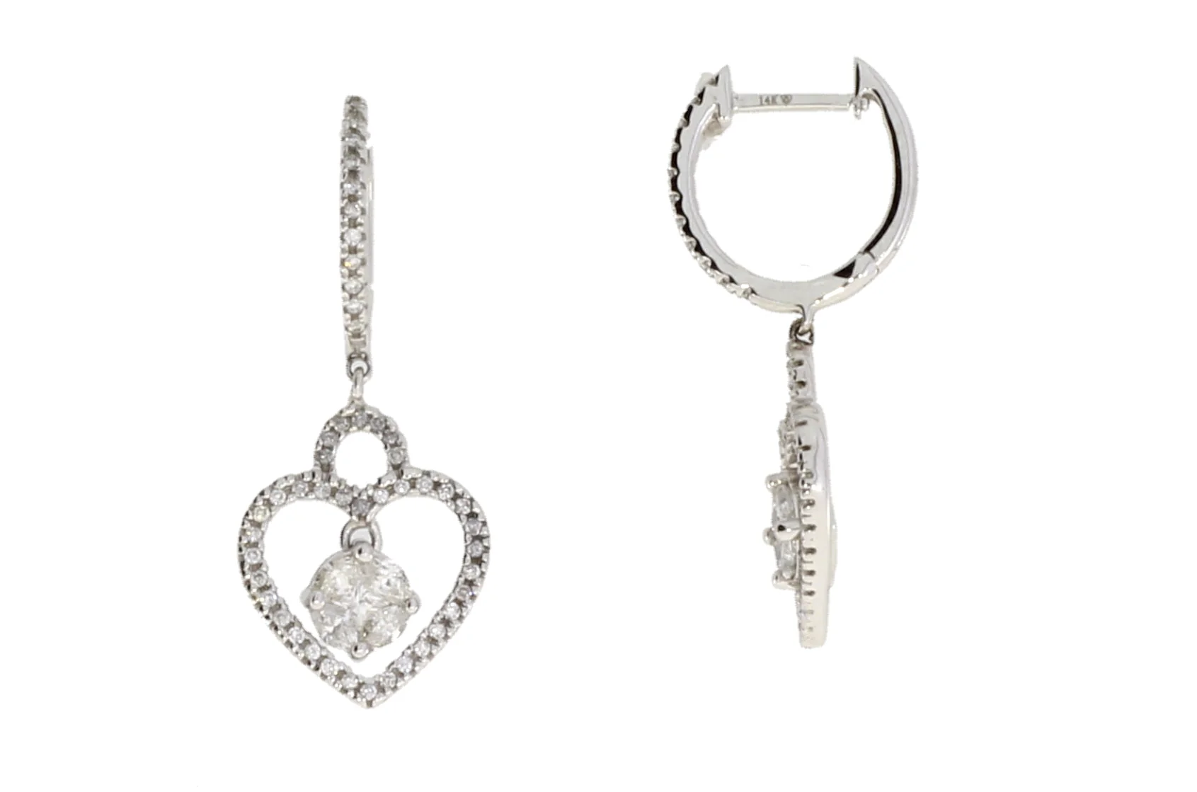 .50ct Diamond Dangle Earrings 14KT White Gold - Image 4