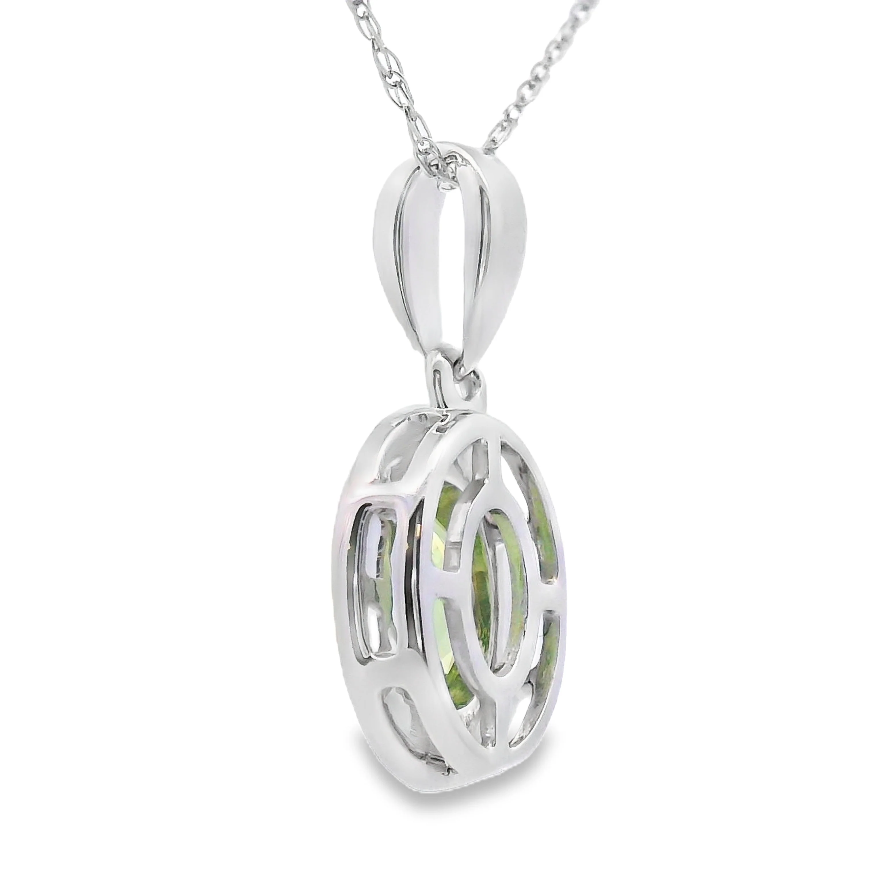 .50ct Peridot Diamond Fashion Pendants 10KT White Gold - Image 2