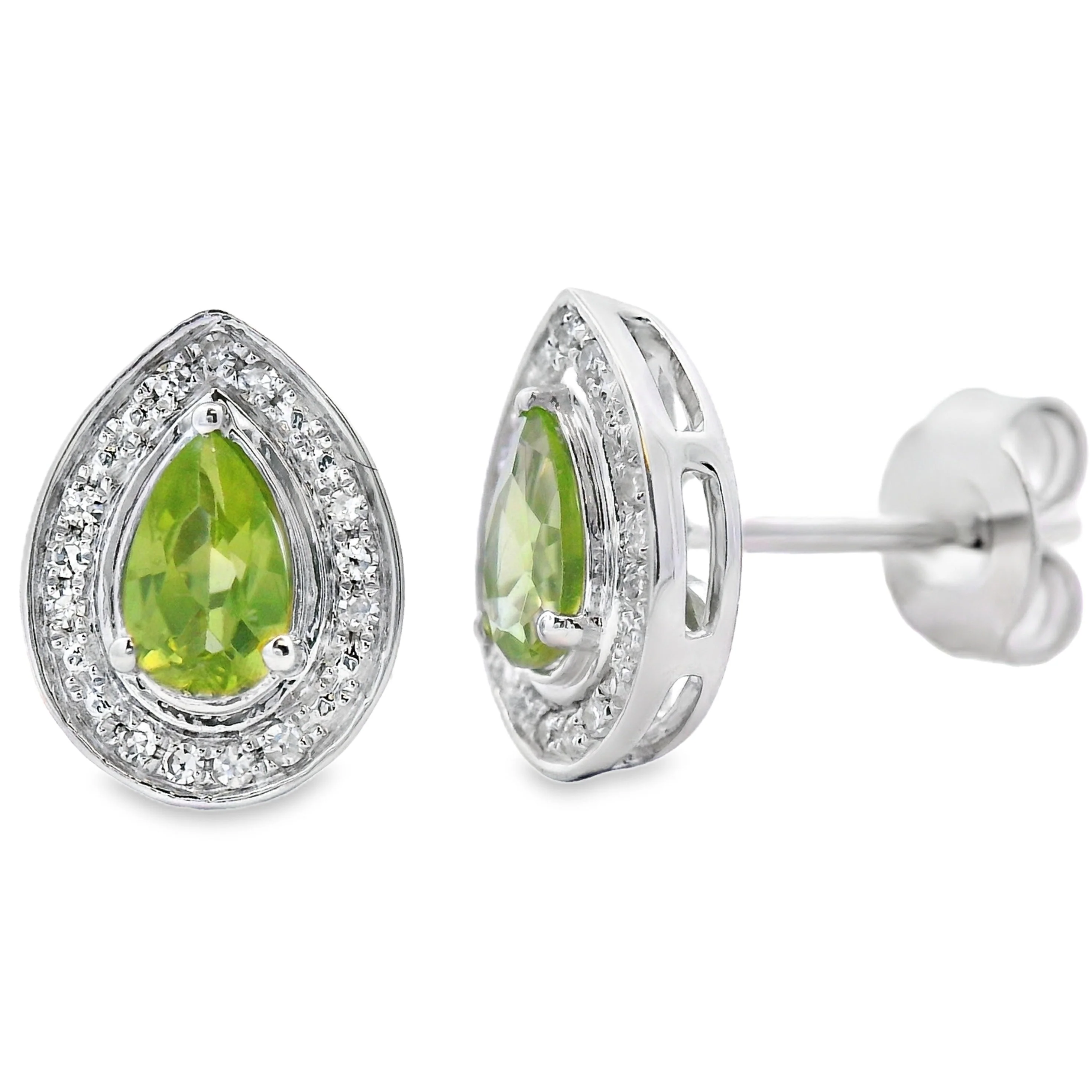 .56ct Peridot Diamond Stud Earrings 10KT White Gold