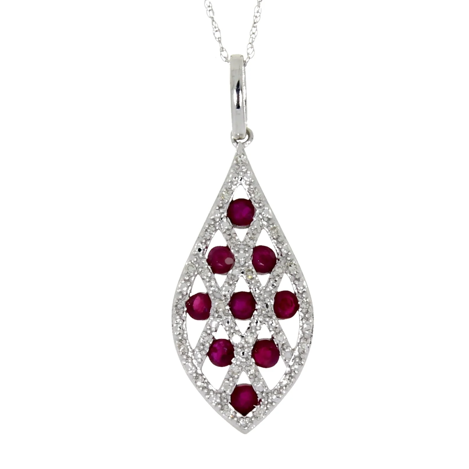 .58ct Ruby Diamond Fashion Pendants 14KT White Gold - Image 3