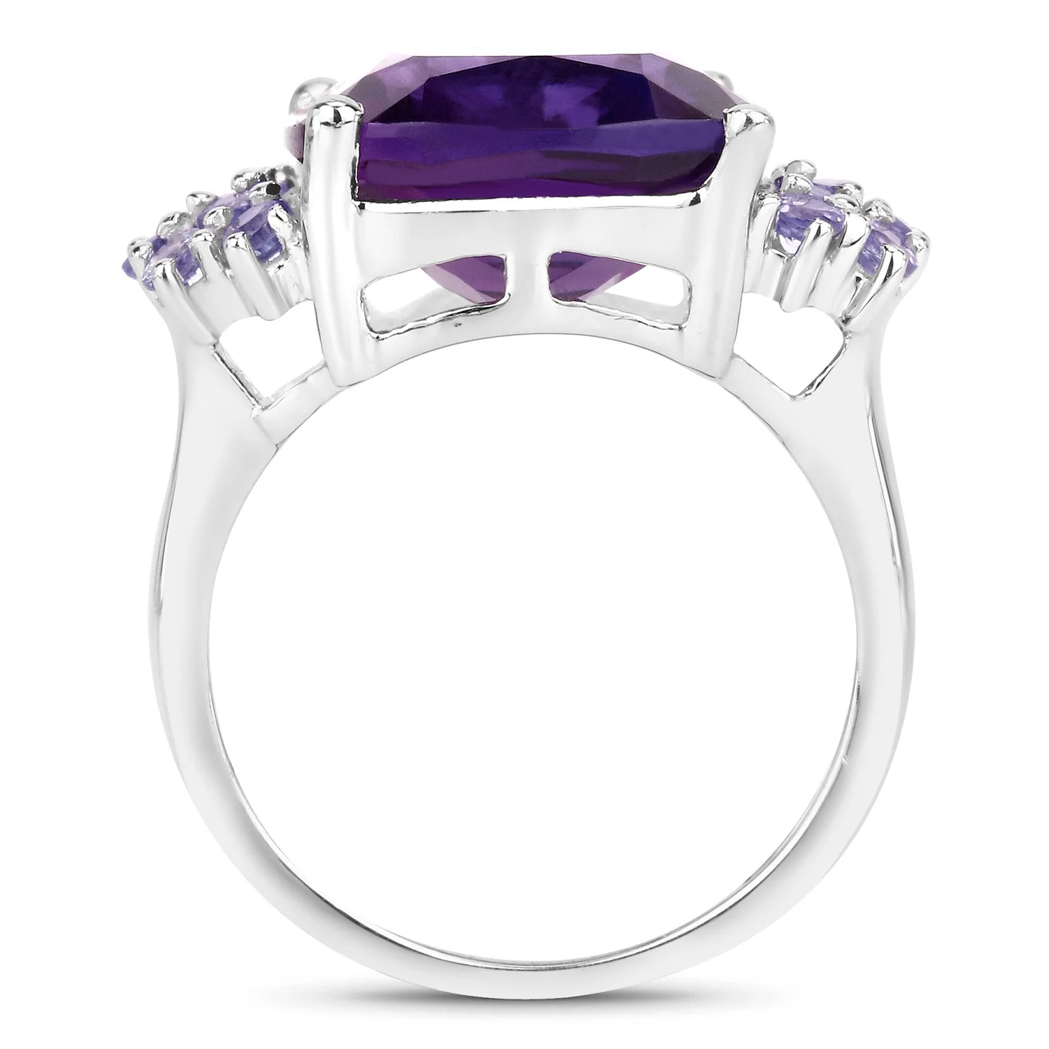 6.34 Carat Genuine Amethyst and Tanzanite .925 Sterling Silver Ring - Image 3