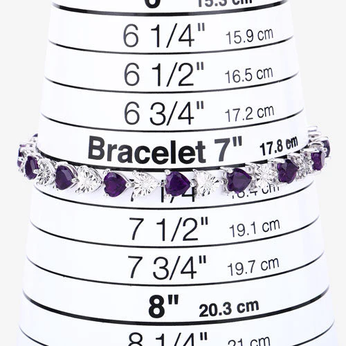 6.59 Carat Genuine Amethyst and White Diamond .925 Sterling Silver Bracelet - Image 13
