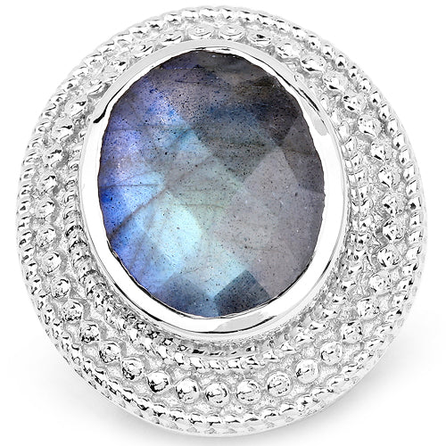 7.00 Carat Genuine Labradorite .925 Sterling Silver Ring - Image 6