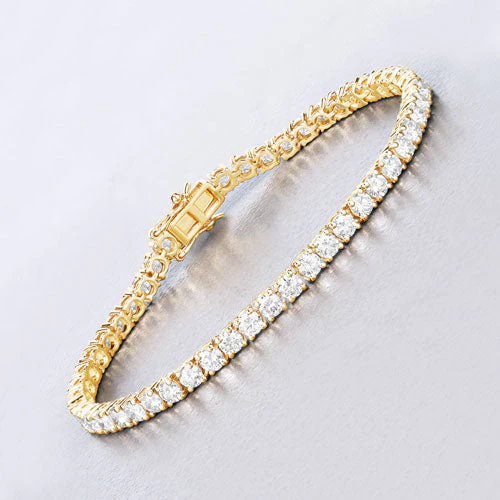 7.00 Carat Lab Grown Diamond 14K Yellow Gold Bracelet - Image 2