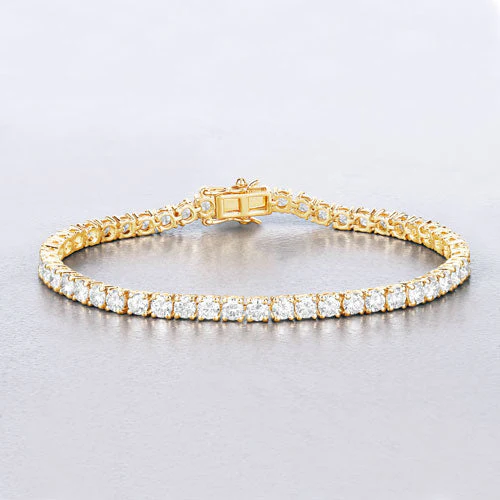 7.00 Carat Lab Grown Diamond 14K Yellow Gold Bracelet - Image 3