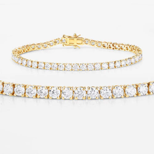 7.00 Carat Lab Grown Diamond 14K Yellow Gold Bracelet - Image 4