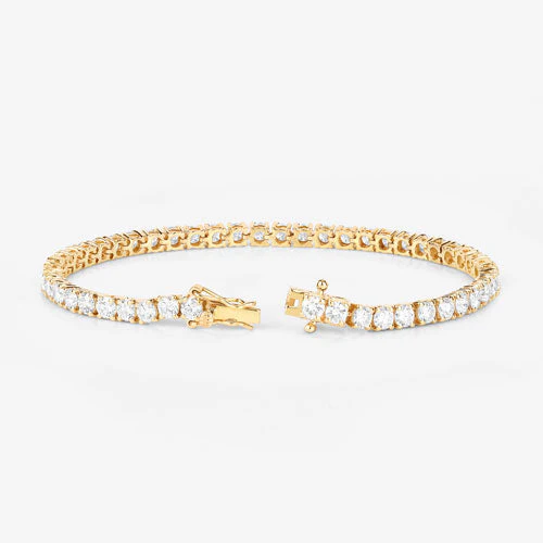 7.00 Carat Lab Grown Diamond 14K Yellow Gold Bracelet - Image 5